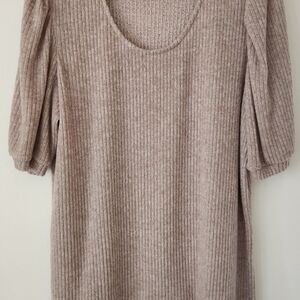 Elegant Ribbed Blouse - Taupe